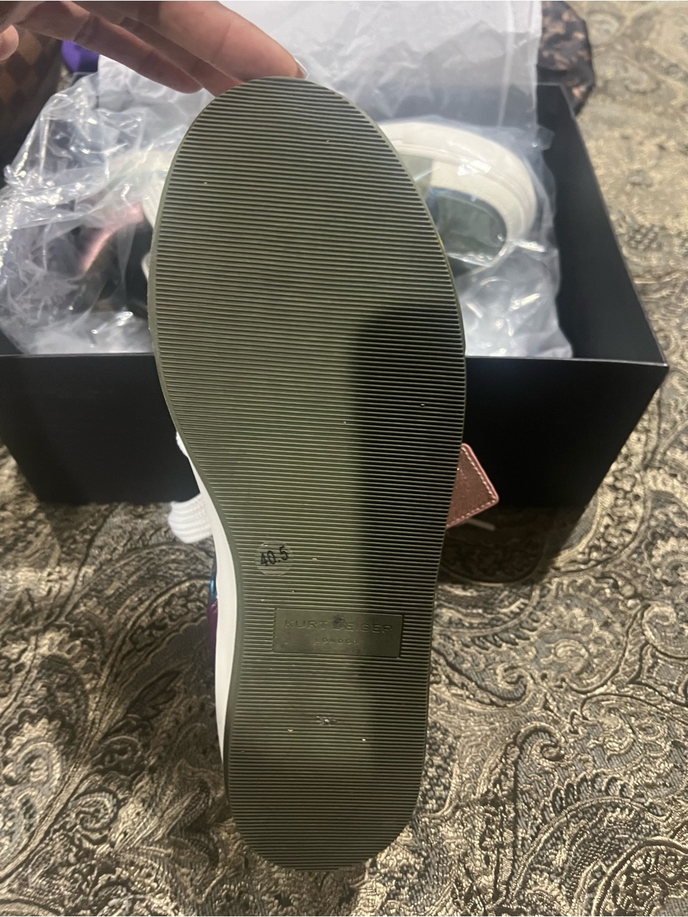 Kurt Geiger Olive Multi Metallic Pink Blue Platform Sneakers - Picture 4 of 6